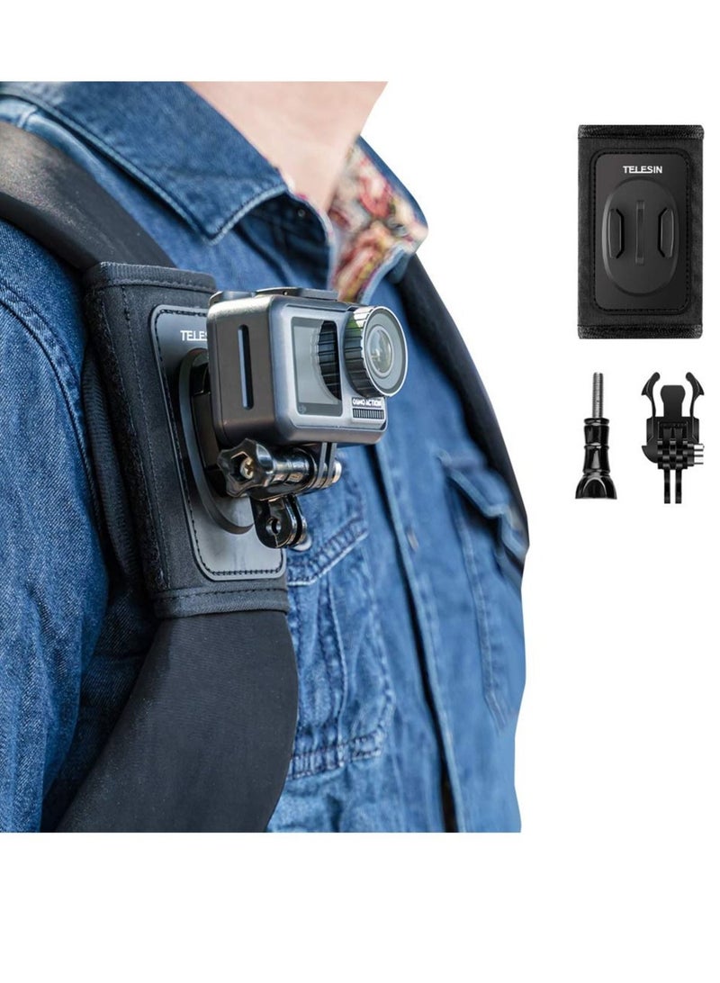 Bag Backpack Shoulder Strap Mount with Adjustable Shoulder Pad and J Hook,Strap Holder Attachment System for GoPro Hero 11 10 9 8 7 6 5,Session,DJI Osmo Action,Insta360 Accessories