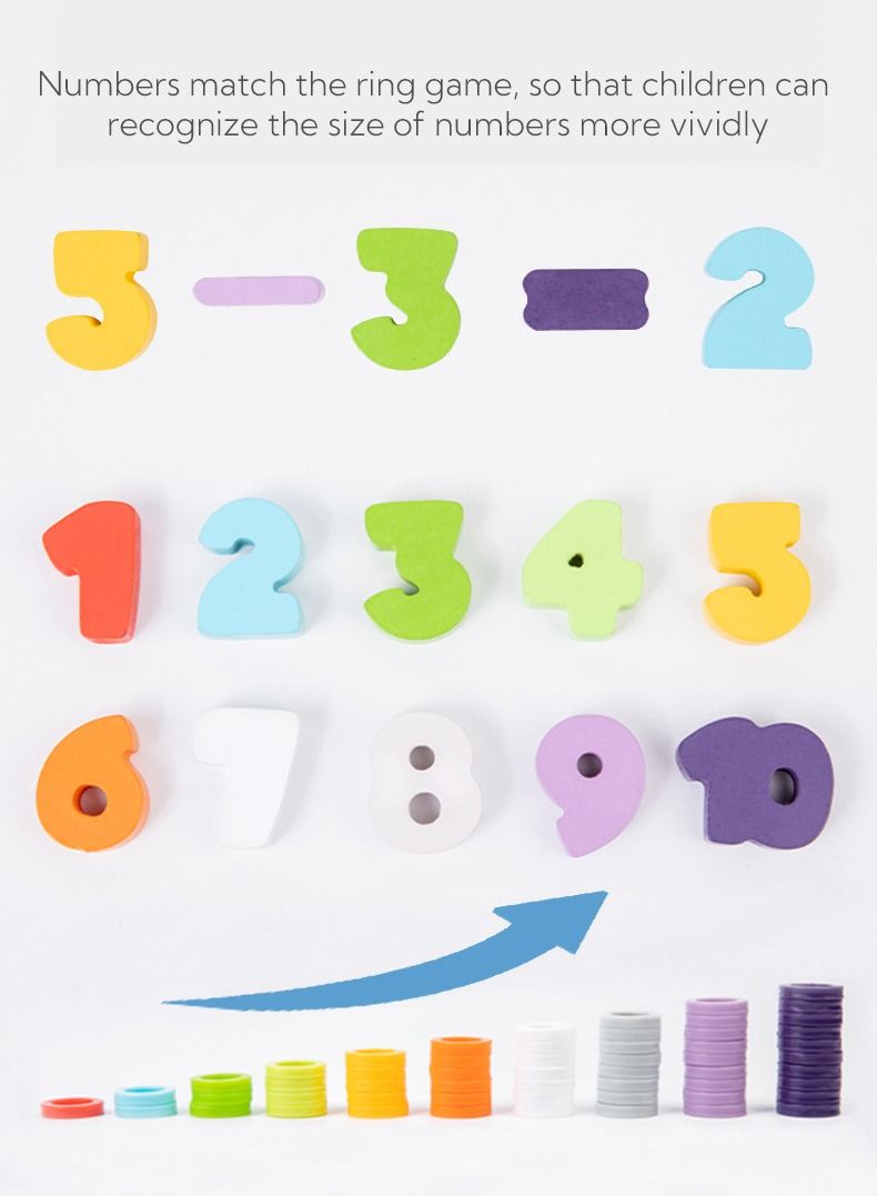 Wooden Puzzle Sorting Shape Matching Magnetic Fishing Toy Stacking Preschool Logarithmic Board Educational Learning Activities