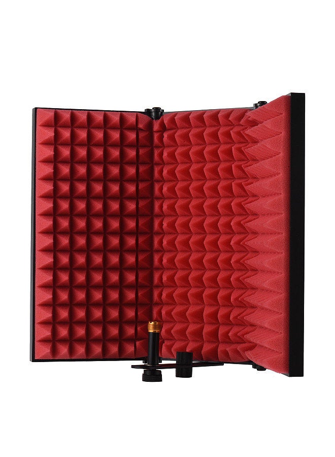 3-Door Professional Studio Recording Microphone Isolation Shield Folding Pop Filter Microphone Wind Screen With High Density Eva Foam Sound Absorbing Recording Equipment