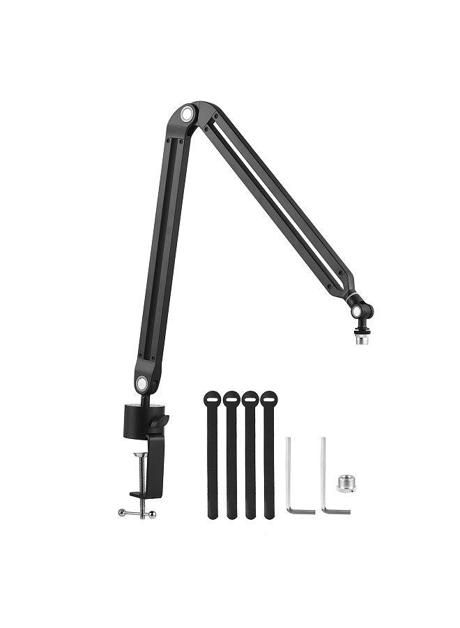 Microphone Arm Stand Set All Metal Heavy Duty Mic Suspension Arm Hands-Free Flexible Mic Stand Bracket With C-Clamp Sticky Tape For Singing Live Stream