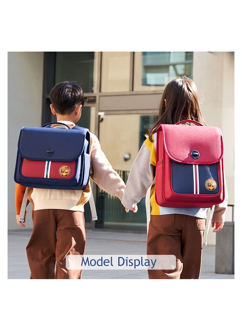 Nohoo Preppy Spine Protection Horizontal School Backpack for 0-5 Grade Primary Students - Red