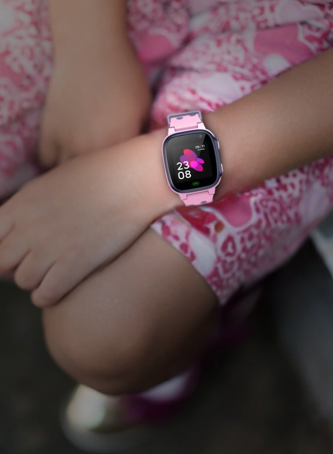 Smart Watch for Kids Series 1 with GPS / SIM Card Slot/ SOS Alarm/ HD Touch Screen/ Voice Chat/  Contact Calls and Flashlight - Pink