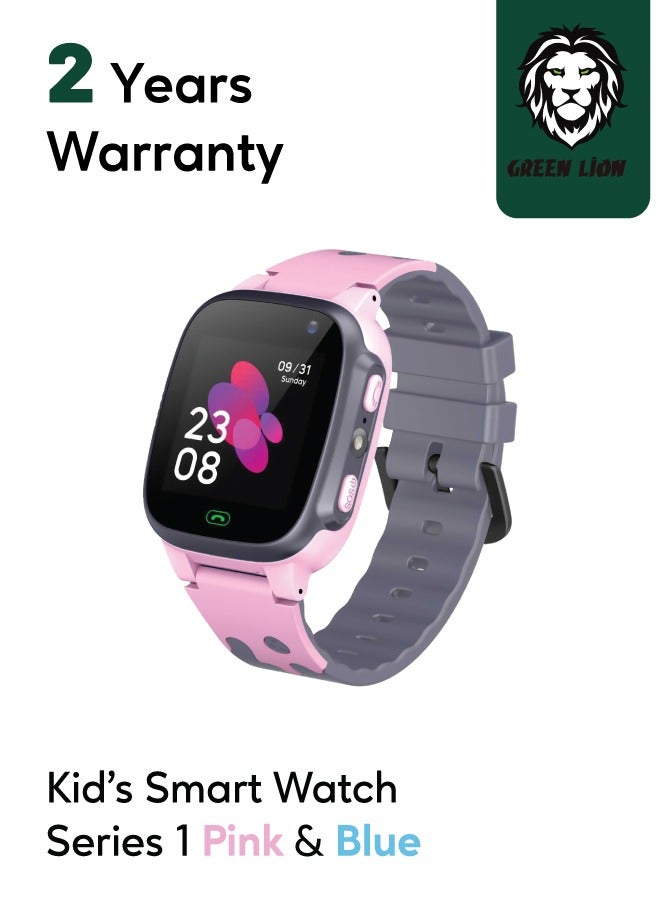 Smart Watch for Kids Series 1 with GPS / SIM Card Slot/ SOS Alarm/ HD Touch Screen/ Voice Chat/  Contact Calls and Flashlight - Pink