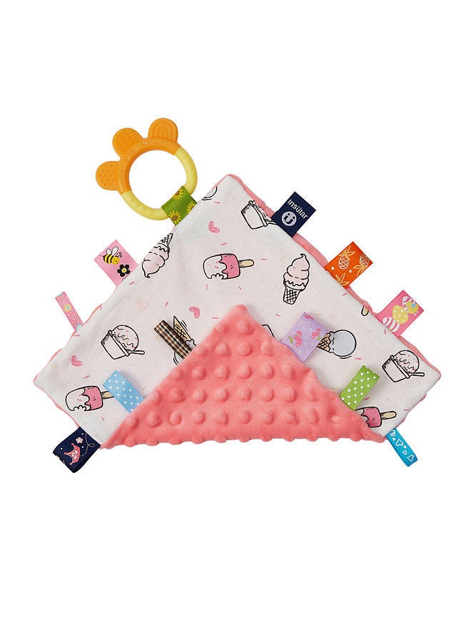 Baby Appease Towel Comfortable Baby Tag Soothing Security Blanket with Colorful Tags Silicone Baby Teether Cute Patterns Soft Comforter Hand Plush Towel for Infants Toddlers