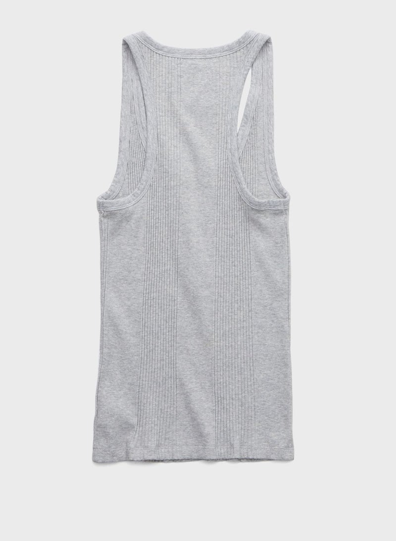 Ribbed Button Detail Tank Top