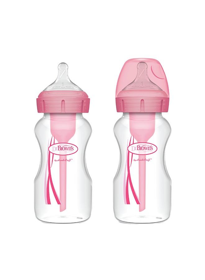9 Oz/270 Ml Anti-Colic Pp W-N Options+ Bottle, Pink, 2-Pack