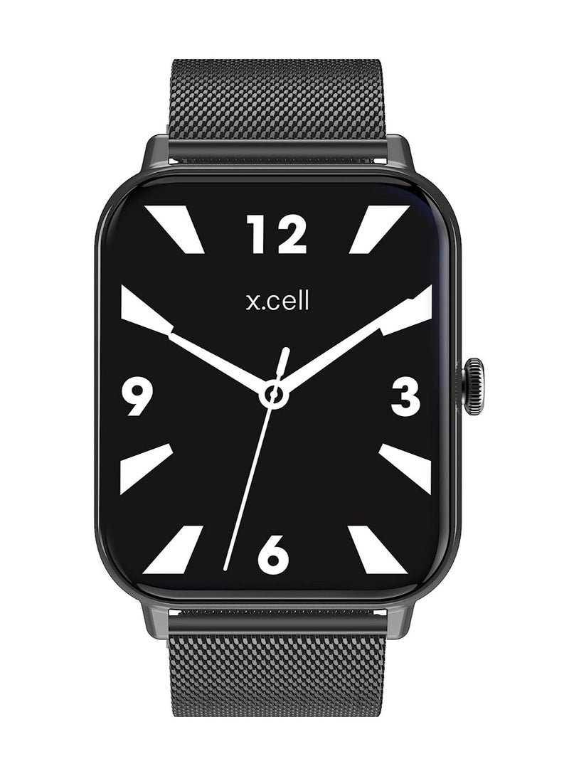 Xcell G8 Talk Pro Smart watch, Heart Rate/Blood Pressure/Oxygen Level Monitoring, Receive & Make Calls,Water Resistance: IP67, 1 Week Battery Life, Compatibility: IOS/Android-Gun Metal