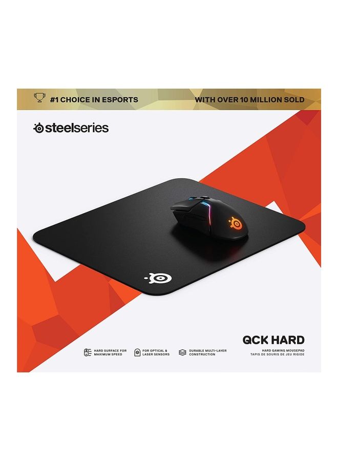 SteelSeries QcK Hard Gaming Mouse Pad - Enhanced Surface Texture - Optimized For Gaming Sensors - Durable Multi-layer construction - Size M - Black