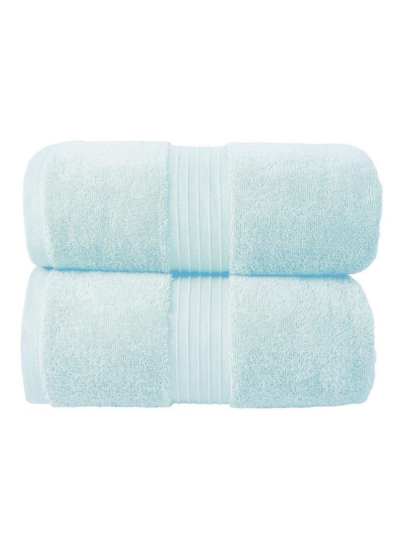 2-Piece 100% Combed Cotton 550 GSM Quick Dry Highly Absorbent Thick Bathroom Soft Hotel Quality for Bath and Spa Towels Bath Sheet Set D. Blue 80x190cm