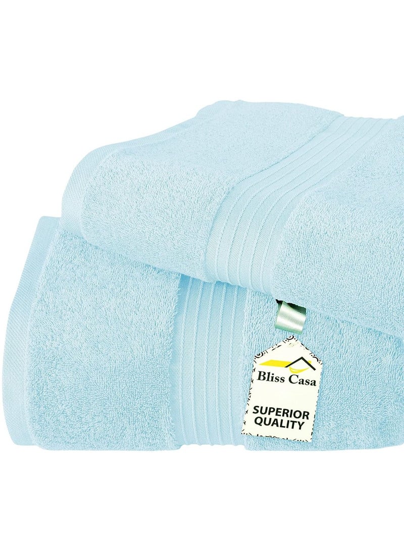 2-Piece 100% Combed Cotton 550 GSM Quick Dry Highly Absorbent Thick Bathroom Soft Hotel Quality for Bath and Spa Towels Bath Sheet Set D. Blue 80x190cm