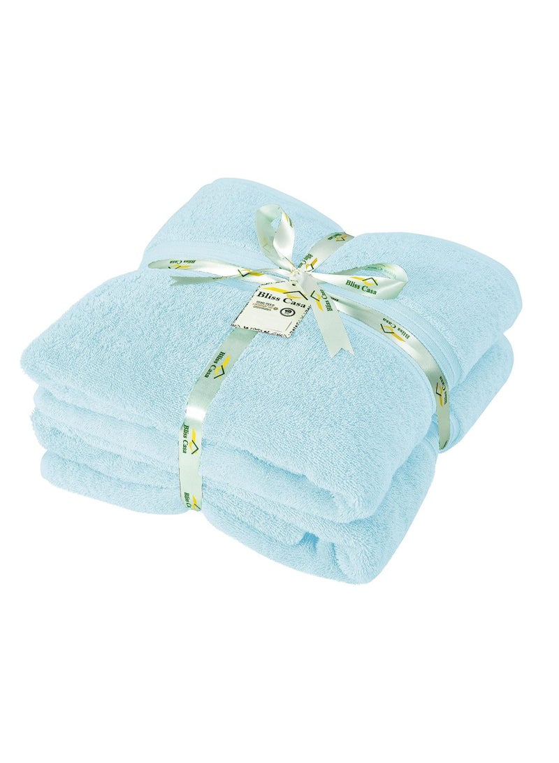 2-Piece 100% Combed Cotton 550 GSM Quick Dry Highly Absorbent Thick Bathroom Soft Hotel Quality for Bath and Spa Towels Bath Sheet Set D. Blue 80x190cm