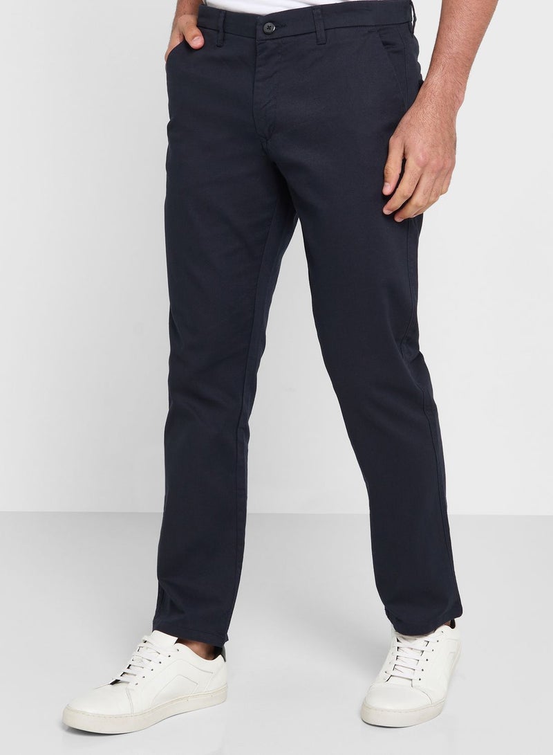Textured Slim Fit Trousers