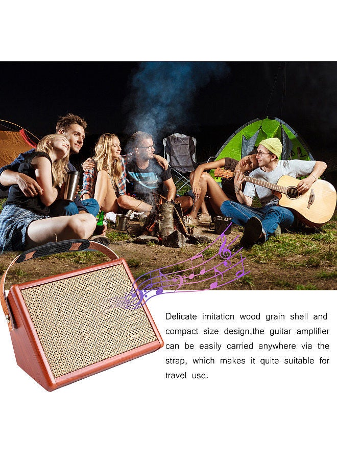 Ac-15 15W Portable Acoustic Guitar Amplifier Amp Bt Speaker With Microphone Input Supports Volume Bass Treble Control Reverb Effect Built-In Rechargeable Battery