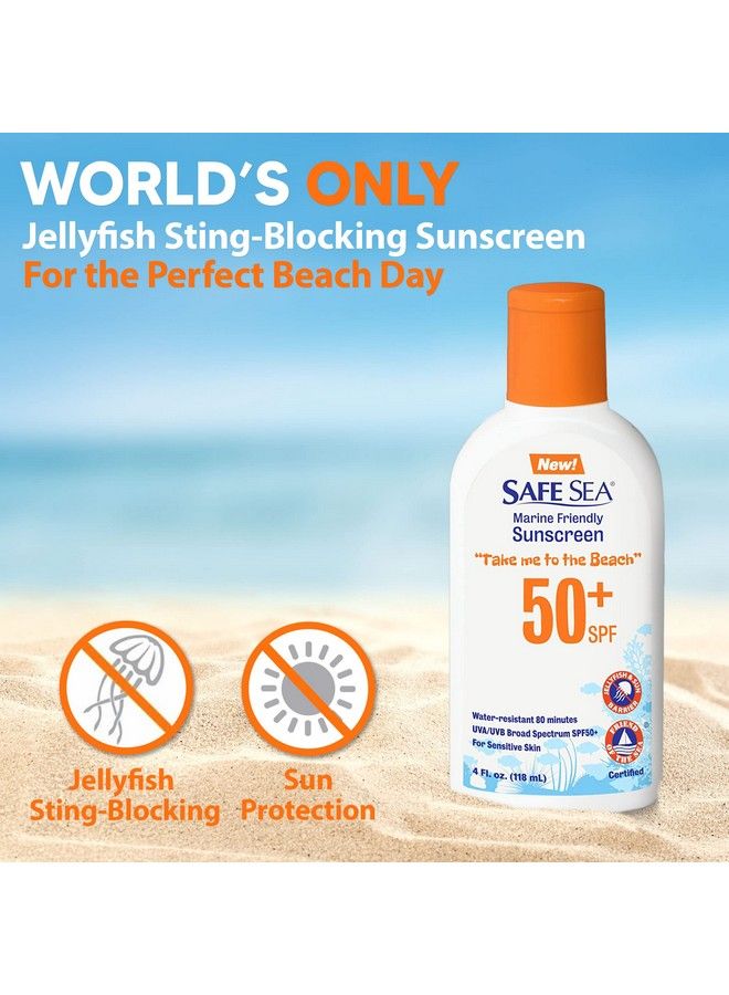 Jellyfish Stingblocking Sunscreen Spf 50+ Lotion 4Oz Waterproof Biodegradable Coral Reefsafe Body And Face Sunscreen Antijellyfish And Sealice Sting Protection. 4 Fl Oz (Pack Of 2)