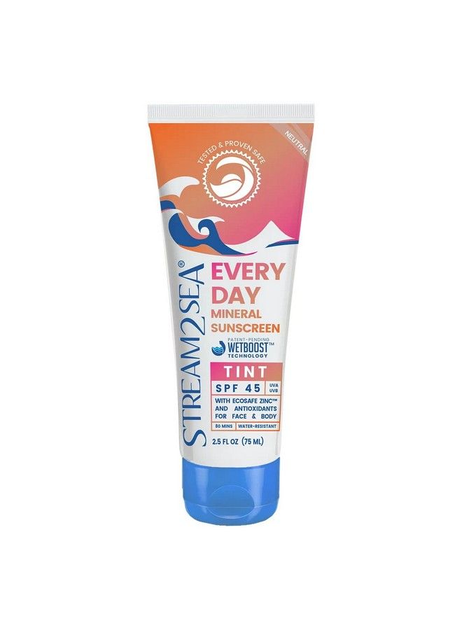 Spf 45 Every Day Tint Mineral Sunscreen | 2.5 Fl Oz Biodegradable Paraben Free & Reef Safe Sunscreen | Nongreasy Tinted Sunscreen For Face | Protection Against Uva & Uvb For Face & Body By Stream2Sea