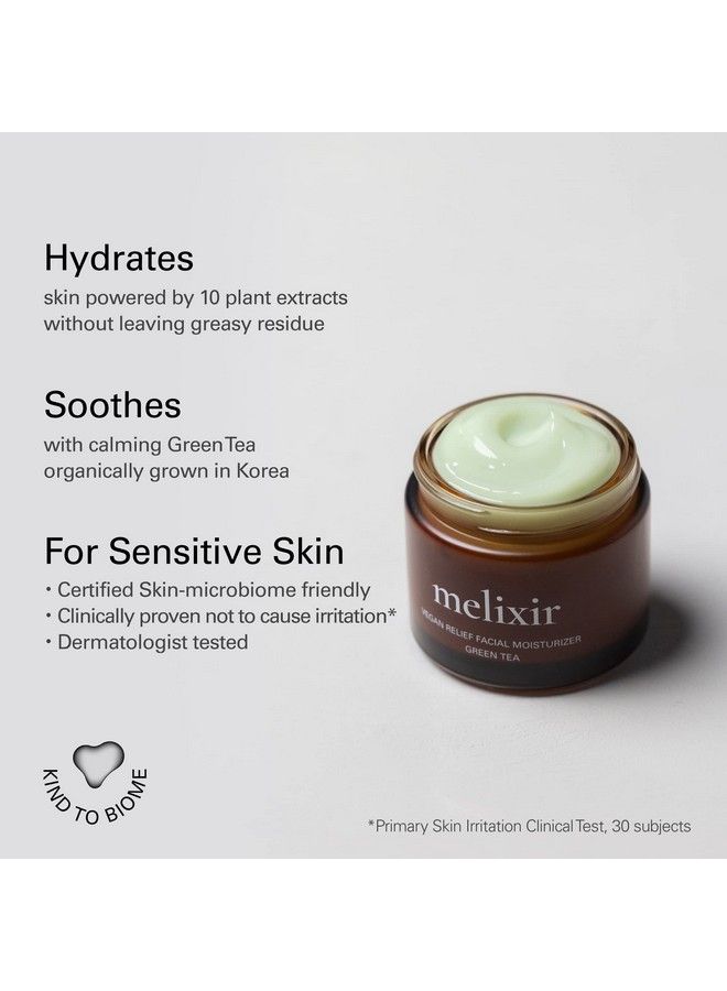 Vegan Relief Facial Moisturizer 2.7 Fl Oz | Green Tea Extract Facial Cream For Women And Men