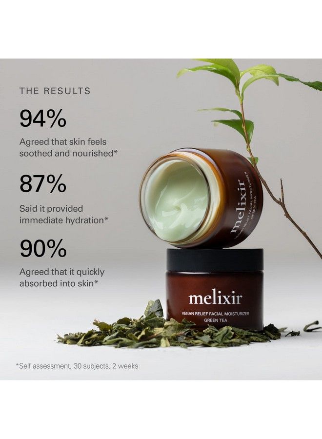 Vegan Relief Facial Moisturizer 2.7 Fl Oz | Green Tea Extract Facial Cream For Women And Men