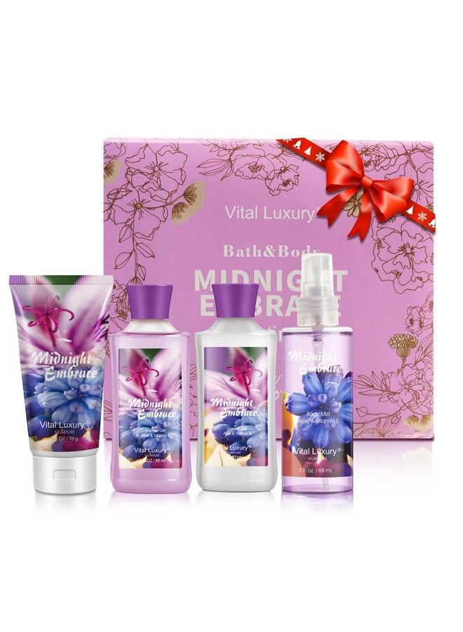 Bath & Body Kit 3 Fl Oz Ideal Skincare Gift Home Spa Set Includes Body Lotion Shower Gel Body Cream And Fragrance Mist Valentines Day Gifts For Her And Him (Midnight Embrace)