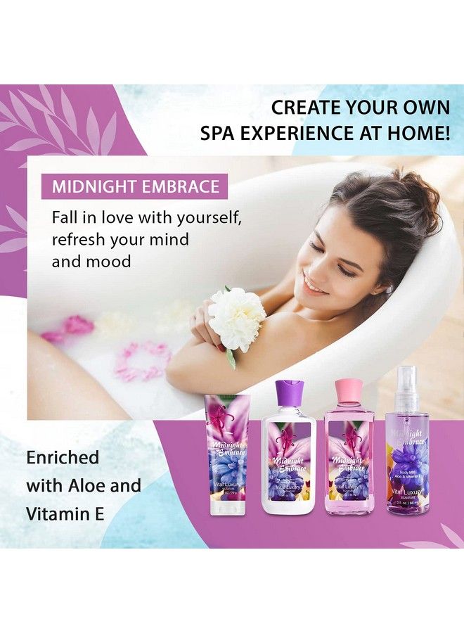 Bath & Body Kit 3 Fl Oz Ideal Skincare Gift Home Spa Set Includes Body Lotion Shower Gel Body Cream And Fragrance Mist Valentines Day Gifts For Her And Him (Midnight Embrace)