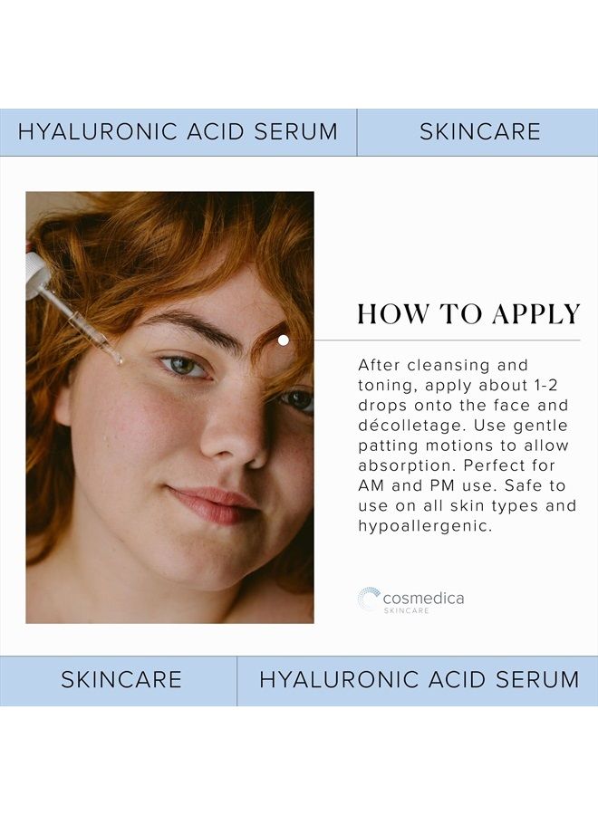 Hyaluronic Acid Serum for Skin 100% Pure-Anti-Aging Serum - Intense Hydration + Moisture, Non-greasy, Paraben-free Hyaluronic Acid for Your Face 8 oz