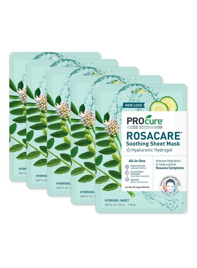 Rosacare Soothing Sheet Face Mask With Hyaluronic Hydrogel For Rosacea Symptoms 5 Masks