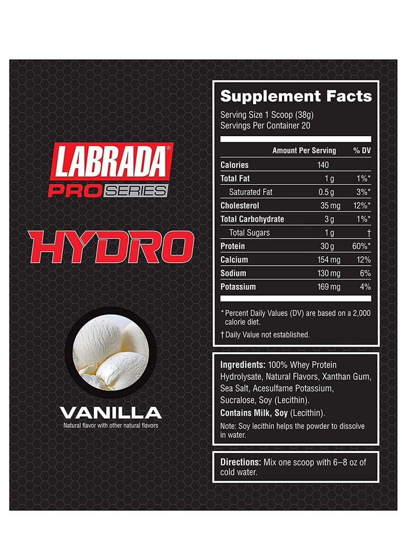 Pro Series Hydro 100% Hydrolyzed Whey Protein Isolate 1.68 lbs Vanilla