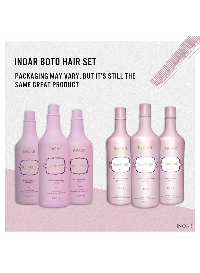 PROFESSIONAL - BotoHAIR Deep Cleansing Shampoo & BotoHAIR Collagen System & BotoHAIR Reconstructor Balm (33.8 Ounces)