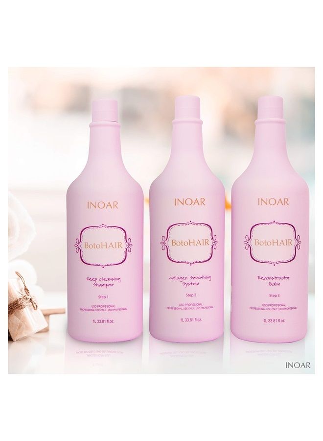 PROFESSIONAL - BotoHAIR Deep Cleansing Shampoo & BotoHAIR Collagen System & BotoHAIR Reconstructor Balm (33.8 Ounces)