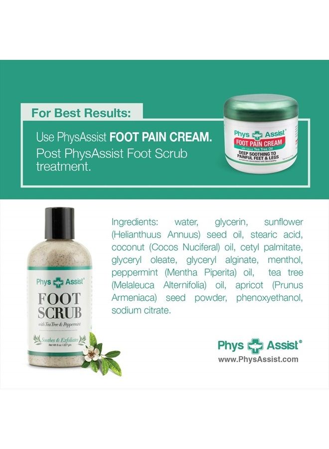 Foot Scrub 8 oz. with Tea Tree, Peppermint Soothes and Exfoliates Promoting a Deep Cooling Sensation Leaving Feet Feeling Calm and Refreshed.