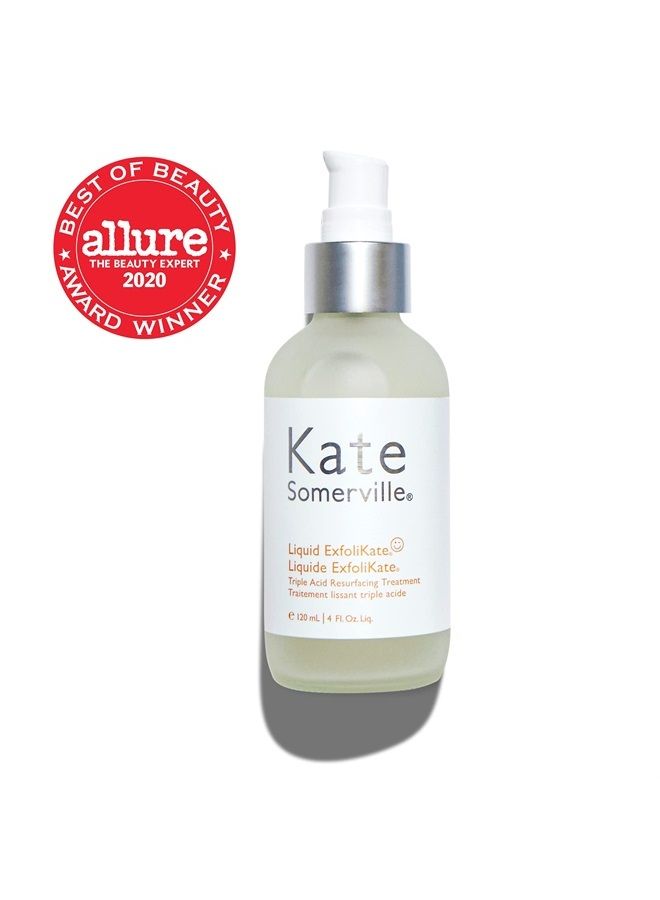 Liquid ExfoliKate – Triple Acid Resurfacing Treatment – Clinically Formulated AHA Overnight Facial Exfoliator Smooths Skin and Minimizes Pores, 4 Fl Oz