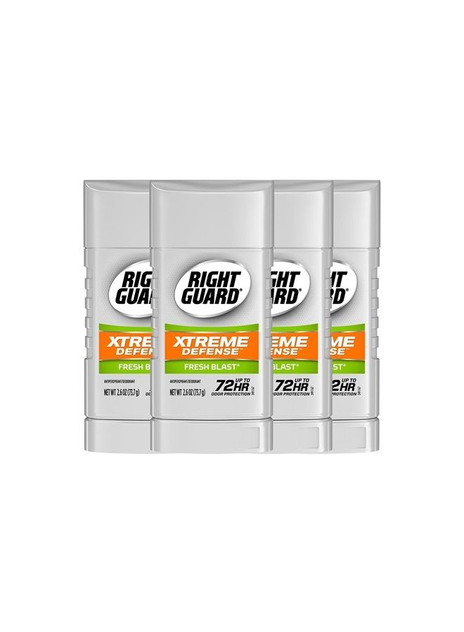 Xtreme Defense Antiperspirant Deodorant Solid Stick, Fresh Blast, 2.6 Ounce (Pack of 4)