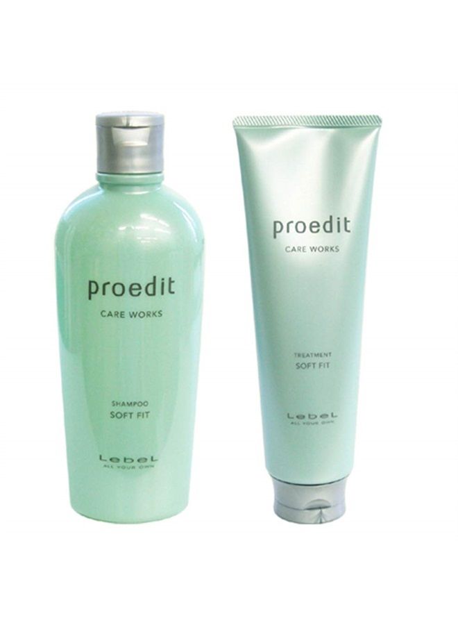 Proedit Care Works Hair Shampoo 300ml & Hair Ttreatment 250ml Set - Soft Fit (Green Tea Set)