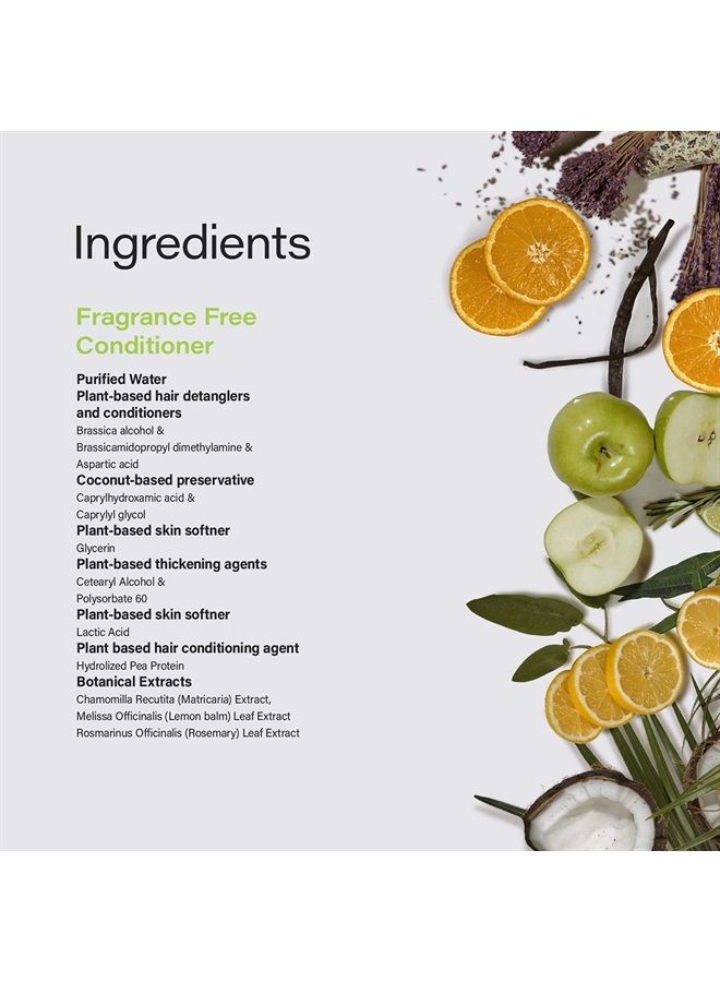 Fragrance Free Conditioner - Apple Cider Vinegar Formula - No Parabens - For All Hair Types - 12 Ounce