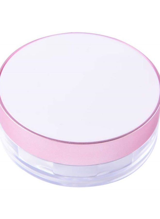 Capacity 15ml(0.5 oz) No Leaks Empty Reusable Plastic Loose Powder Compact Container DIY Makeup Powder Case with Sponge Powder Puff, Elasticated Net Sifter and Threaded Screw Lid (White)