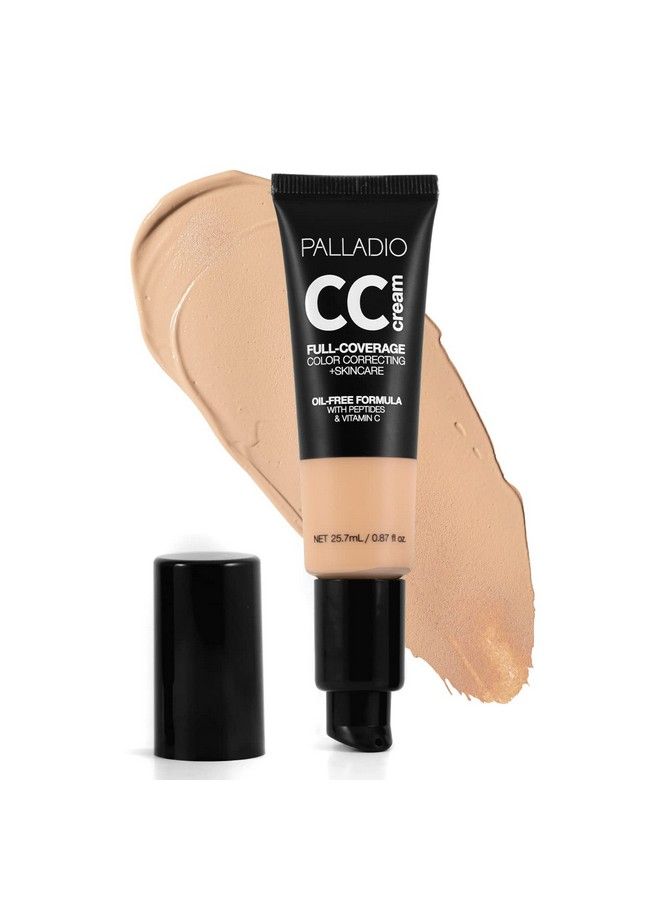 Fullcoverage Color Correction Cc Cream Oilfree With Peptides & Vitamin C Best For Correcting Redness And Uneven Skin Tone Buildable Foundation Coverage (Light 21C Cool Undertone)