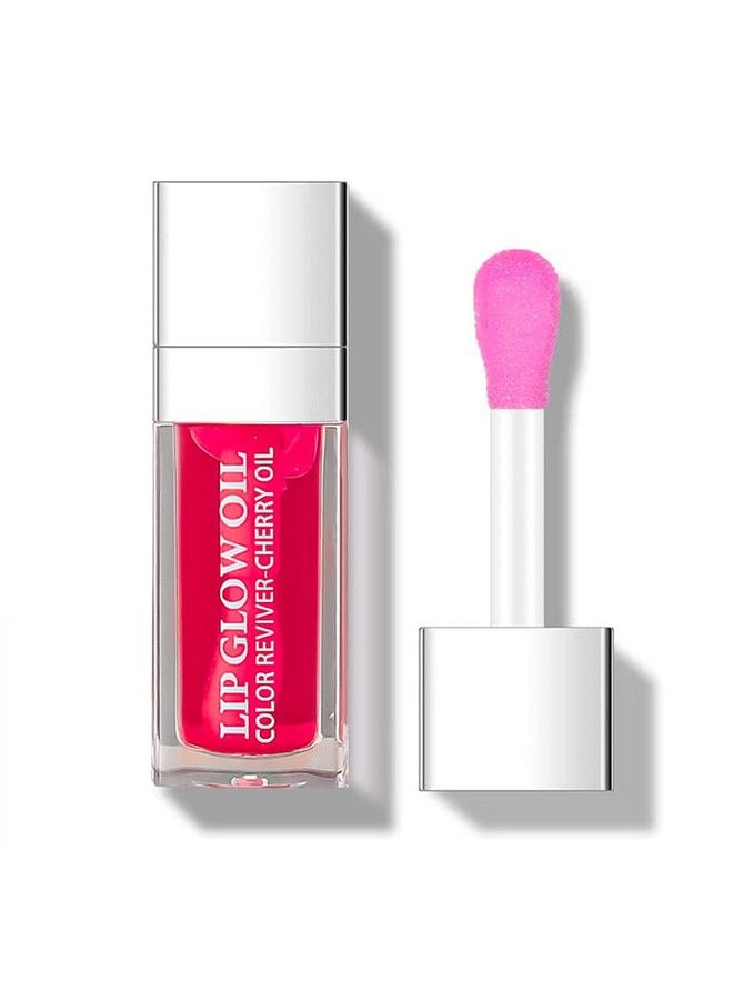 Plumping Lip Oil Hydrating Gloss Tinted Lip Balm Transparent Lip Care Big Brush Head Glitter Shine Long Lasting Nourishing Nonsticky Fresh Texture (Raspberry) 0.2 Oz
