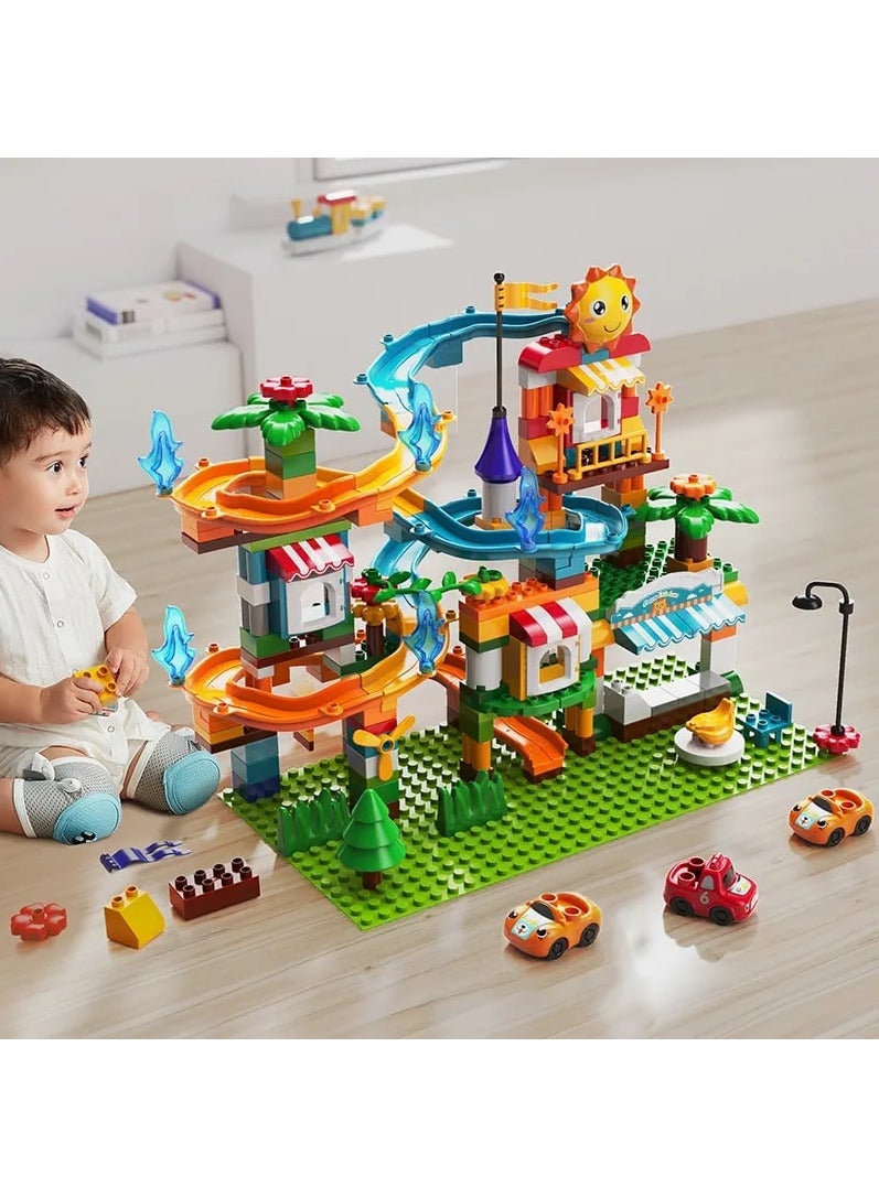 Cars Slide Building Set FL1640, 211 Big Blocks Gift Toy for Boys and Girls 3+ Years Old, Interactive and STEM Game To Enjoy and Learn With Family and Friends