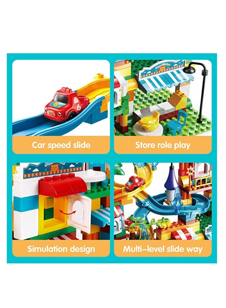 Cars Slide Building Set FL1640, 211 Big Blocks Gift Toy for Boys and Girls 3+ Years Old, Interactive and STEM Game To Enjoy and Learn With Family and Friends