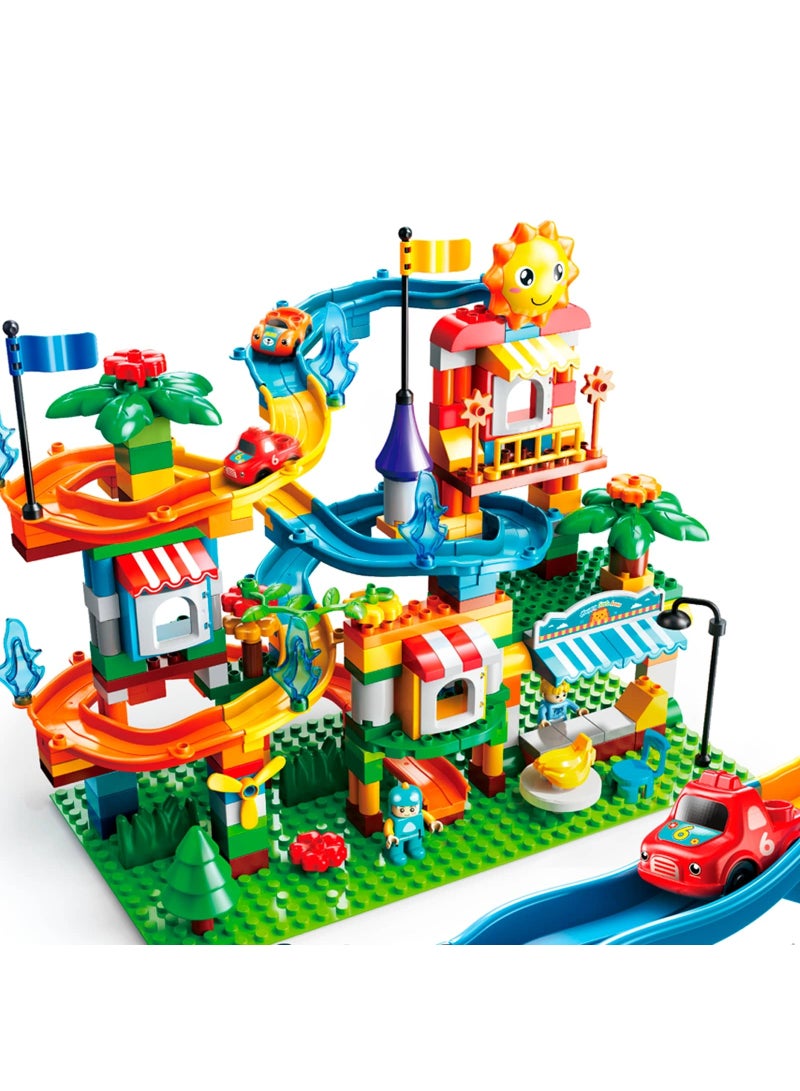 Cars Slide Building Set FL1640, 211 Big Blocks Gift Toy for Boys and Girls 3+ Years Old, Interactive and STEM Game To Enjoy and Learn With Family and Friends