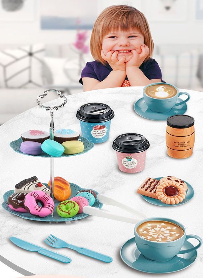 Kitchen Food Coffee Maker Afternoon Tea House Pretend Play Set Dessert Children's Playhouse Afternoon Tea Coffee Snack Set Baby Interactive Western Food Cake Kitchen Toys