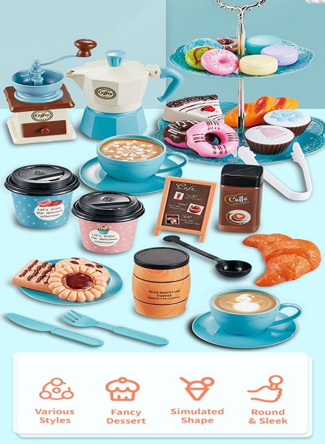 Kitchen Food Coffee Maker Afternoon Tea House Pretend Play Set Dessert Children's Playhouse Afternoon Tea Coffee Snack Set Baby Interactive Western Food Cake Kitchen Toys