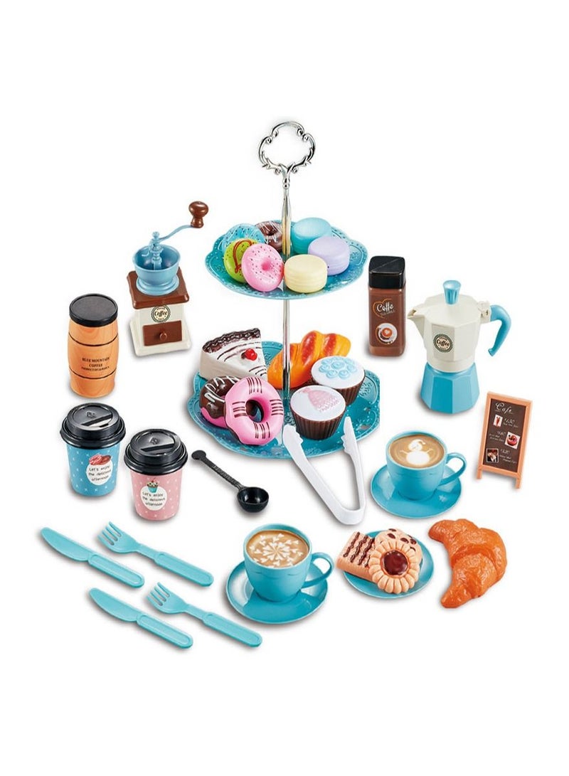 Kitchen Food Coffee Maker Afternoon Tea House Pretend Play Set Dessert Children's Playhouse Afternoon Tea Coffee Snack Set Baby Interactive Western Food Cake Kitchen Toys