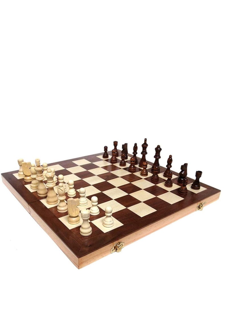 15 inch Wooden Chess Set Felted Game Board Interior Storage