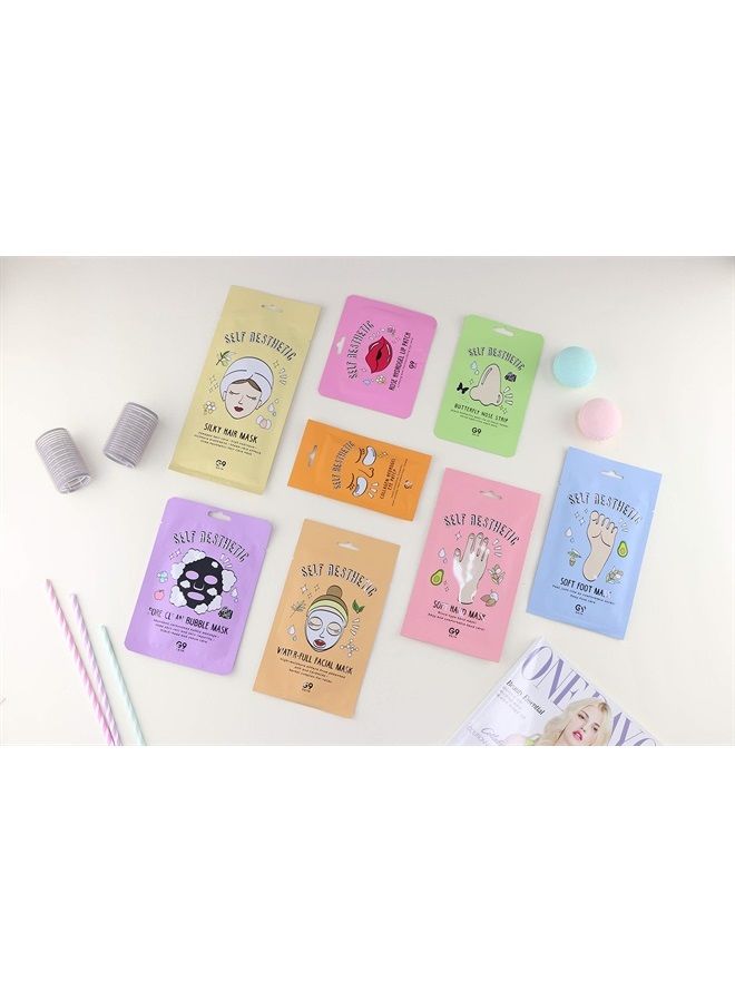 Korean Home Care Mask, Head to toe, Spa, Hand, Foot, Hair, Facial, Nose, Eye, Lip Care Mask, G9SKIN Self Aesthetic Home Care Mask Set, 8 Sheets