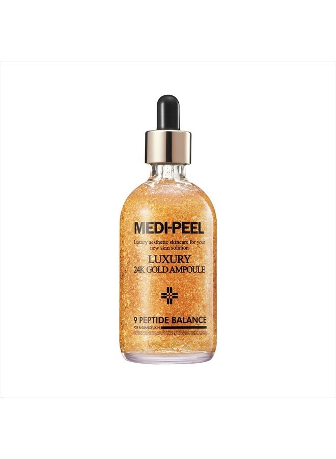 MEDI-PEEL Pure Gold 24K Ampoule 3.38 fl.oz / 100ml | 99.9% 24K Pure Gold All in One Ampoule, 5 Revitalizing Extracts To Minimize Moisture Loss, Brightens | Korean Skincare, For All Skin Types
