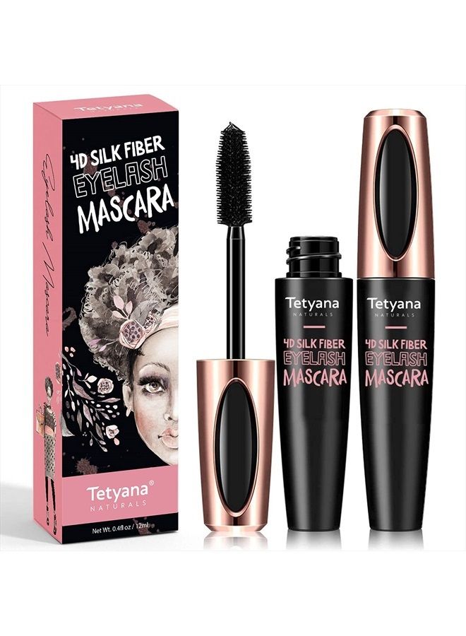 4D Silk Fiber Lash Mascara Waterproof, Luxuriously Longer, Thicker, Voluminous Eyelashes, Long-Lasting, Dramatic Extension, Smudge-proof, Hypoallergenic Formula