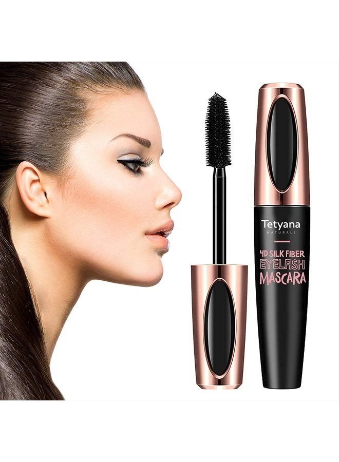 4D Silk Fiber Lash Mascara Waterproof, Luxuriously Longer, Thicker, Voluminous Eyelashes, Long-Lasting, Dramatic Extension, Smudge-proof, Hypoallergenic Formula