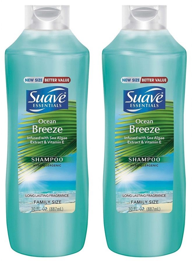 Essentials Shampoo - Ocean Breeze - Family Size - Net Wt. 30 FL OZ (887 mL) Per Bottle - Pack of 2 Bottles