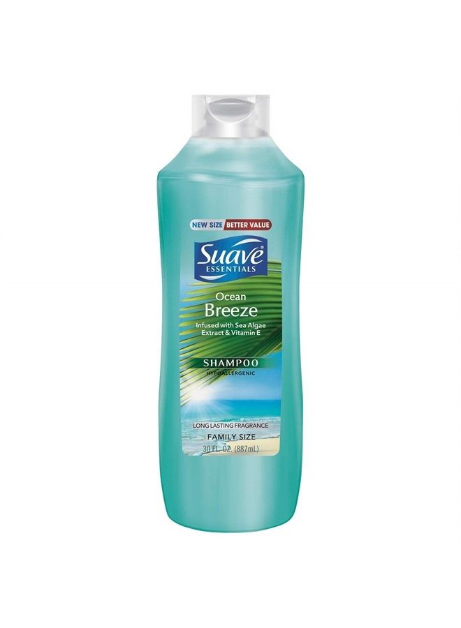 Essentials Shampoo - Ocean Breeze - Family Size - Net Wt. 30 FL OZ (887 mL) Per Bottle - Pack of 2 Bottles