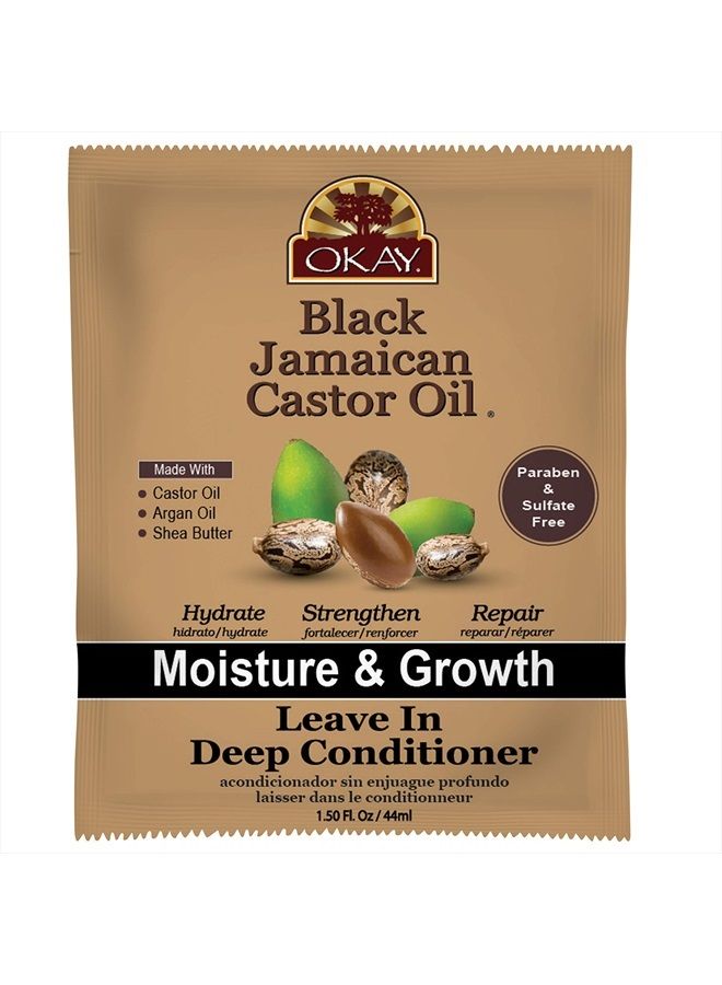 OKAY - Black Jamaican Castor Oil Leave-In Conditioner - All Hair Types/Textures - Repair, Moisturize, Grow Healthy Hair - with Argan Oil, Shea Butter - Free of Parabens, Silicones, Sulfates - 1.5 oz